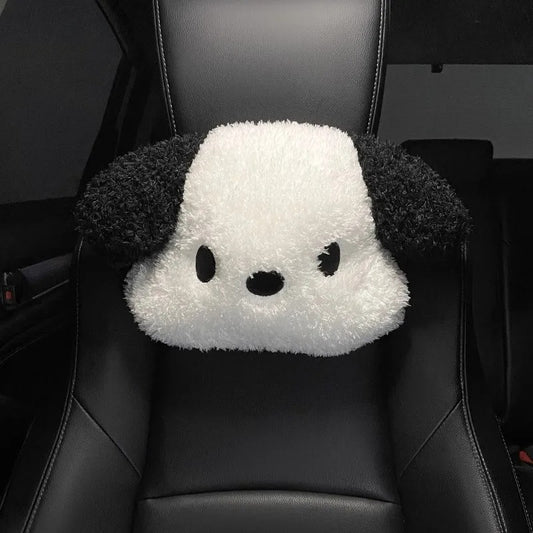 Almohada reposacabezas de felpa suave y esponjosa con forma de perro