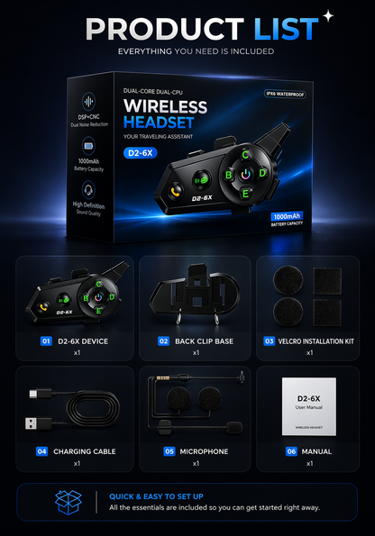 Motorcycle Bluetooth Headset Dual Sharing