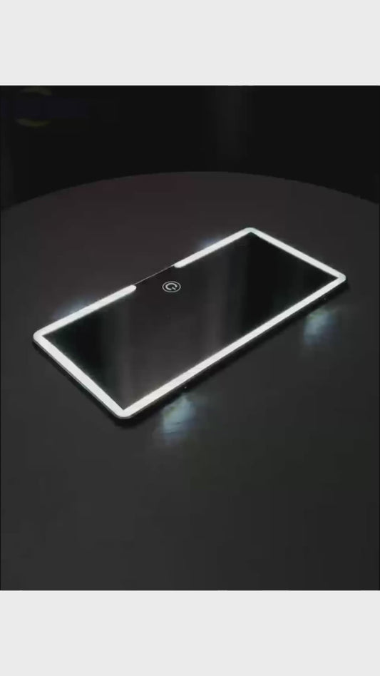 Espejo de maquillaje con luz LED para visera